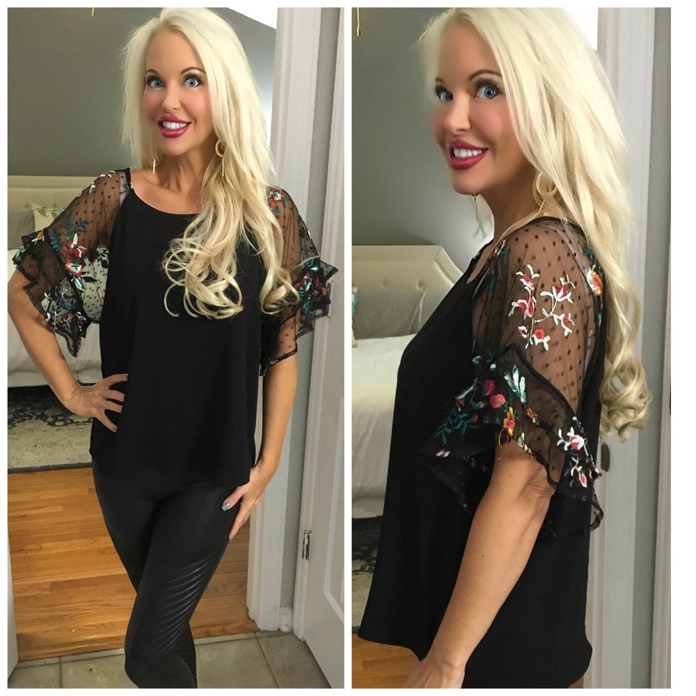 LAST 1!! 💕Wide neck polka dot and floral top! ❤️ - Picture 2 of 6